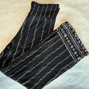 Isaac Mizrahi Women's Black Prt Pull-On Wide Leg Pant Gauze BOHO SZ Small